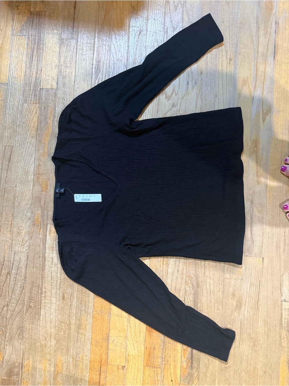 J. Crew Black Ribbed V-Neck Long Sleeve Sweater